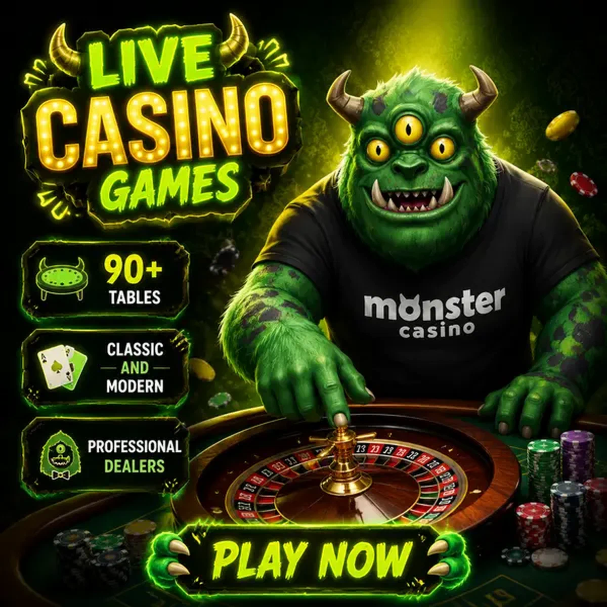MonsterMo spins roulette wheel as live dealer at Monster Live Casino gaming table