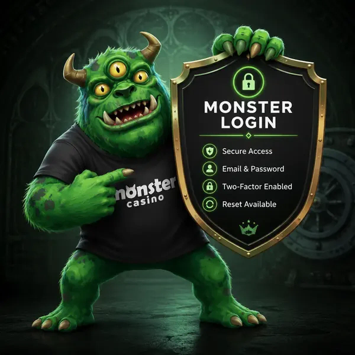 MonsterMo proudly displaying login credentials at Monster security checkpoint